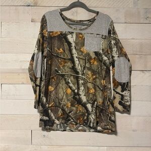 Legendary Whitetails Brown and Tan 3/4 Sleeve Boxy Blouse